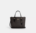 COACH Mollie Tote Bag 25 In Signature Canvas - Gold/Walnut/Black image