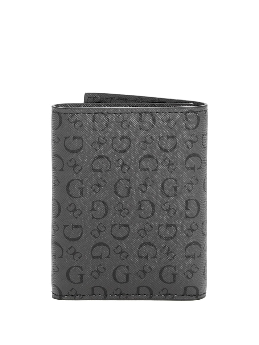 Guess Allover Logo Trifold Wallet - Black image 1