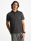 MICHAEL KORS  Greenwich Signature Logo Print Cotton Polo Shirt - Black image 1
