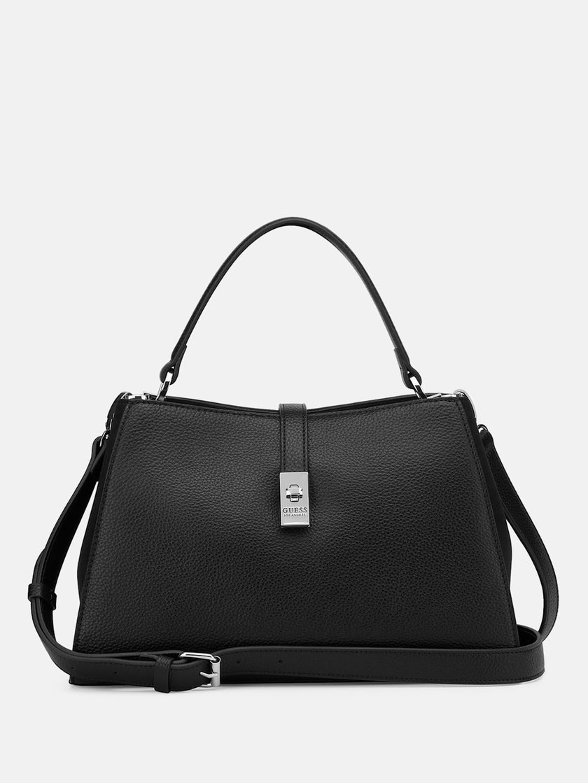 Guess Rudie Embossed Logo Satchel - Black image 0