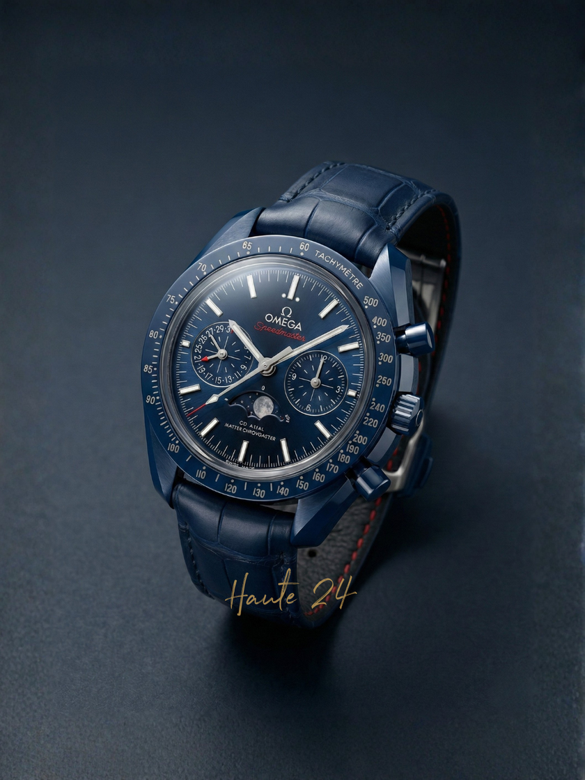 OMEGA Speedmaster Blue Ceramic Dial Automatic Men's Moonphase Watch 304.93.44.52.03.001 (New) image 0