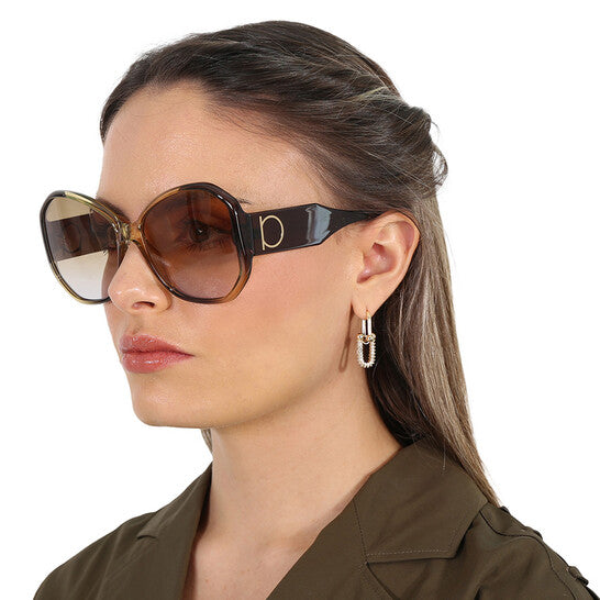 SALVATORE FERRAGAMO  Salvatore Brown Butterfly Ladies Sunglasses (Arriving In Delhi) image 1