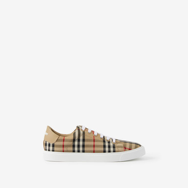 BURBERRY Check and Leather Sneakers image 3