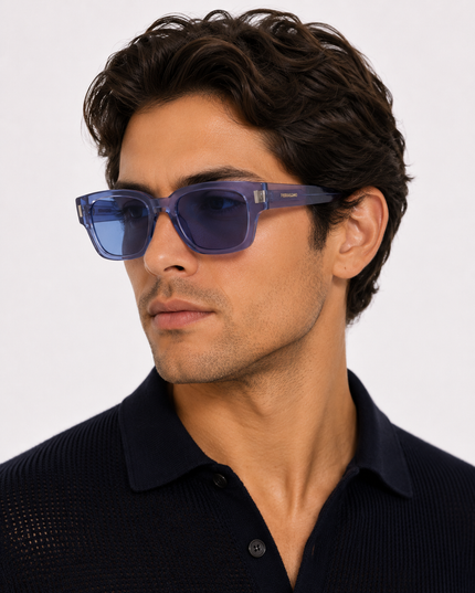 FERRAGAMO Blue Square Men's Sunglasses