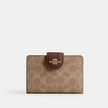 COACH  Medium Corner Zip Wallet In Signature Canvas - Gold/Tan/Brown image