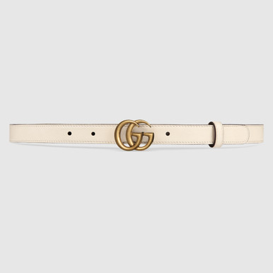 GUCCI GG Marmont Thin Belt - White image 0