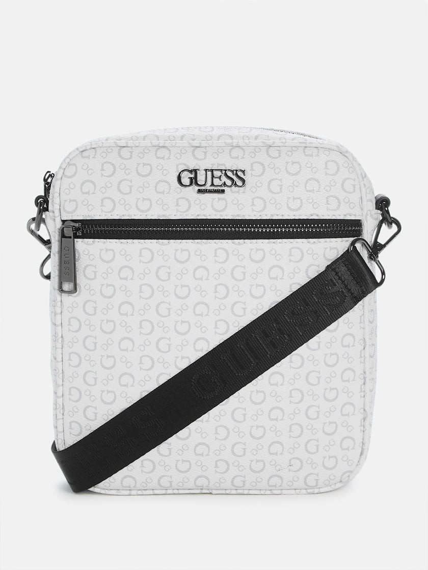Guess Gio Logo Top-Zip Crossbody - White image 0