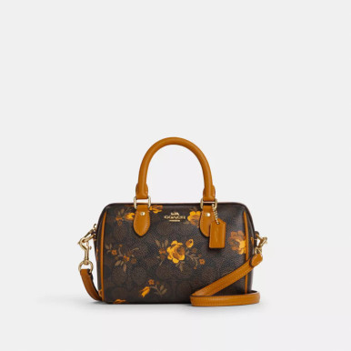 COACH Mini Rowan Crossbody Bag In Signature Canvas With Floral Print image 1