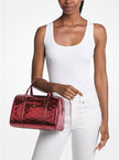 [AT DELHI] MICHAEL KORS Jet Set Medium Metallic Logo Debossed Satchel - Cherry image 1