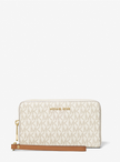 MICHAEL KORS Large Logo and Leather Wristlet - Vanilla image