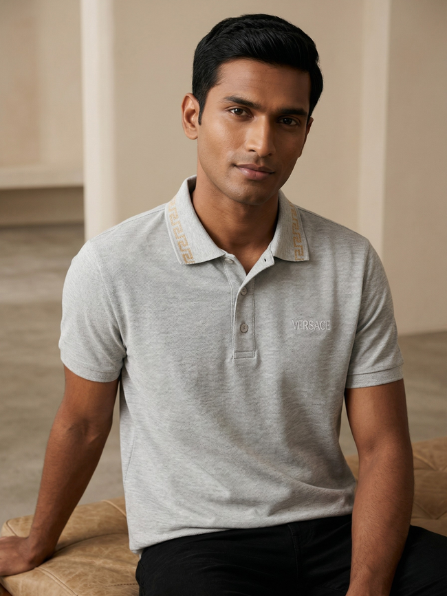 [AT DELHI] VERSACE Cotton-Piqué Polo Shirt image 0