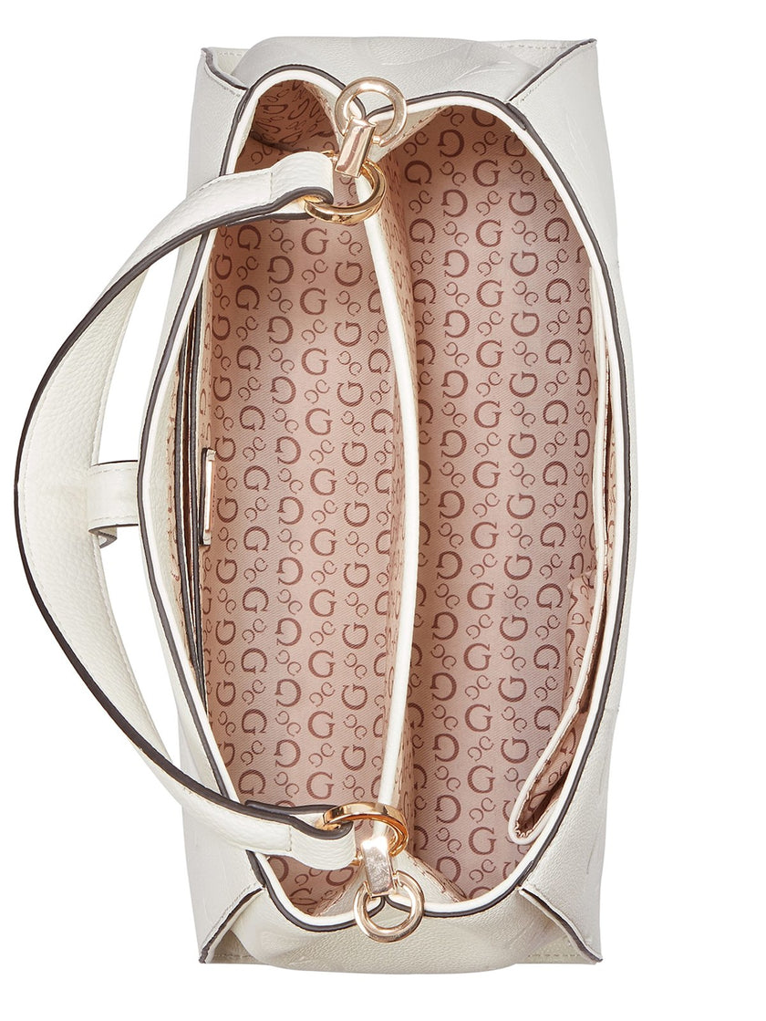 Guess Rudie Embossed Logo Satchel - Off-White image 3