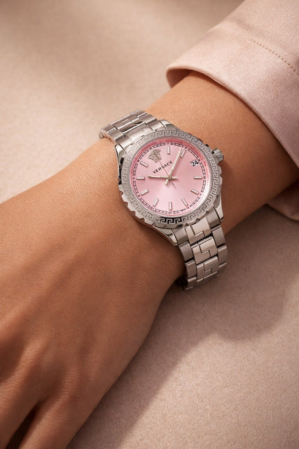VERSACE Hellenyium Pink Dial Stainless Steel Ladies Watch image 0