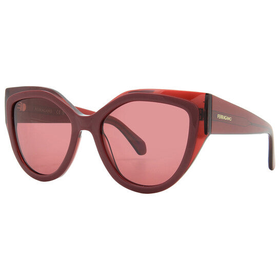 SALVATORE FERRAGAMO Burgundy Cat Eye Ladies Sunglasses (Arriving In Delhi) image 2