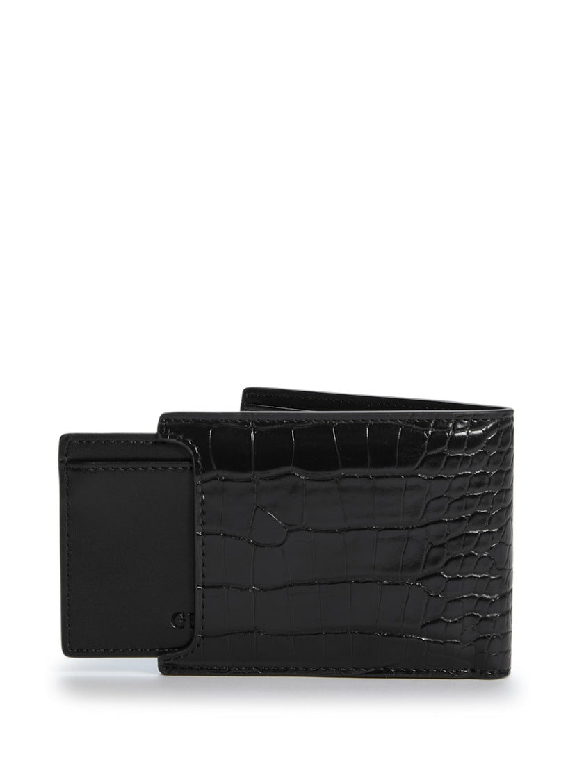 Guess Croc-Embossed Bifold Wallet - Black image 1