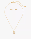 KATE SPADE Pave Present Pendant And Studs - Boxed image 0