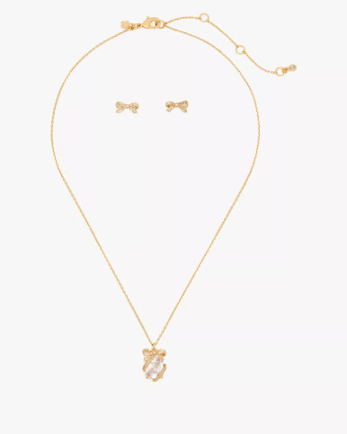 KATE SPADE Pave Present Pendant And Studs - Boxed image 0