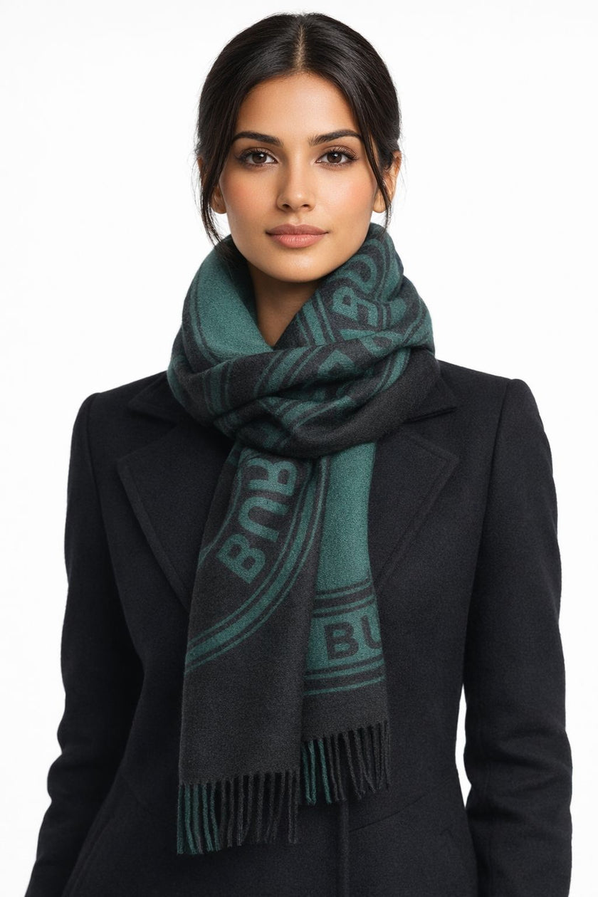 BURBERRY Wool Logo Scarf - Green image 0
