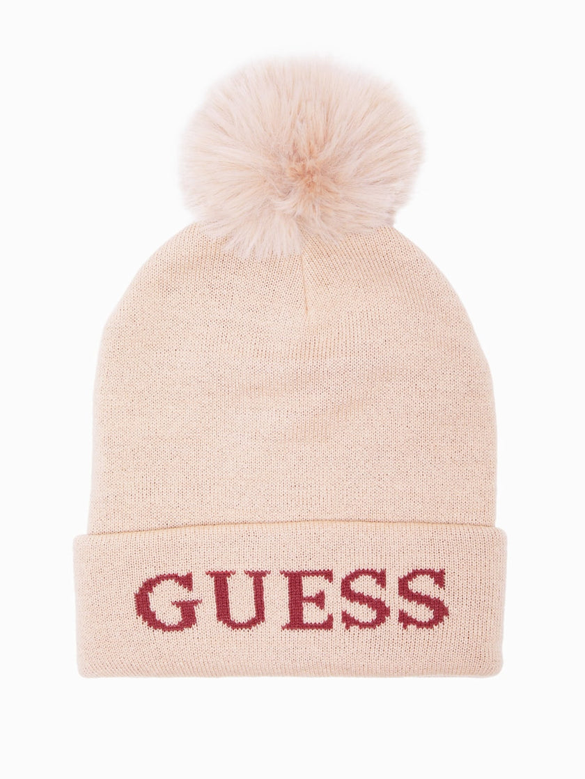 Guess Logo Pom Pom Beanie - Neutral image 0
