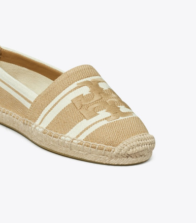 TORY BURCH Double T Jacquard Espadrille - Cammello  Ash White image 1