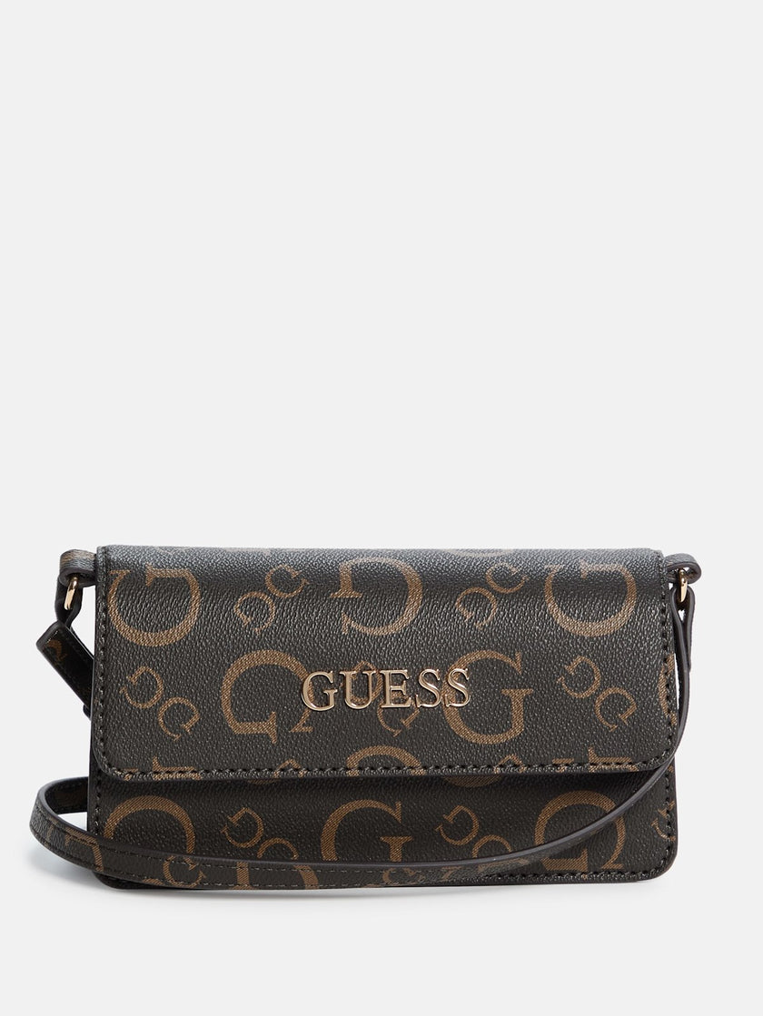 Guess Eldoria Enlarged Logo Mini Crossbody - Brown image 0