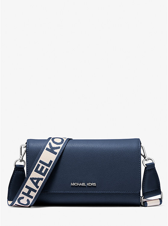 Michael Kors Jet Set Large Leather Crossbody Bag - Navy image 0