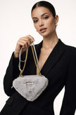 [AT DELHI] PRADA Triangular Shearling and Saffiano Leather Mini-Pouch image 0