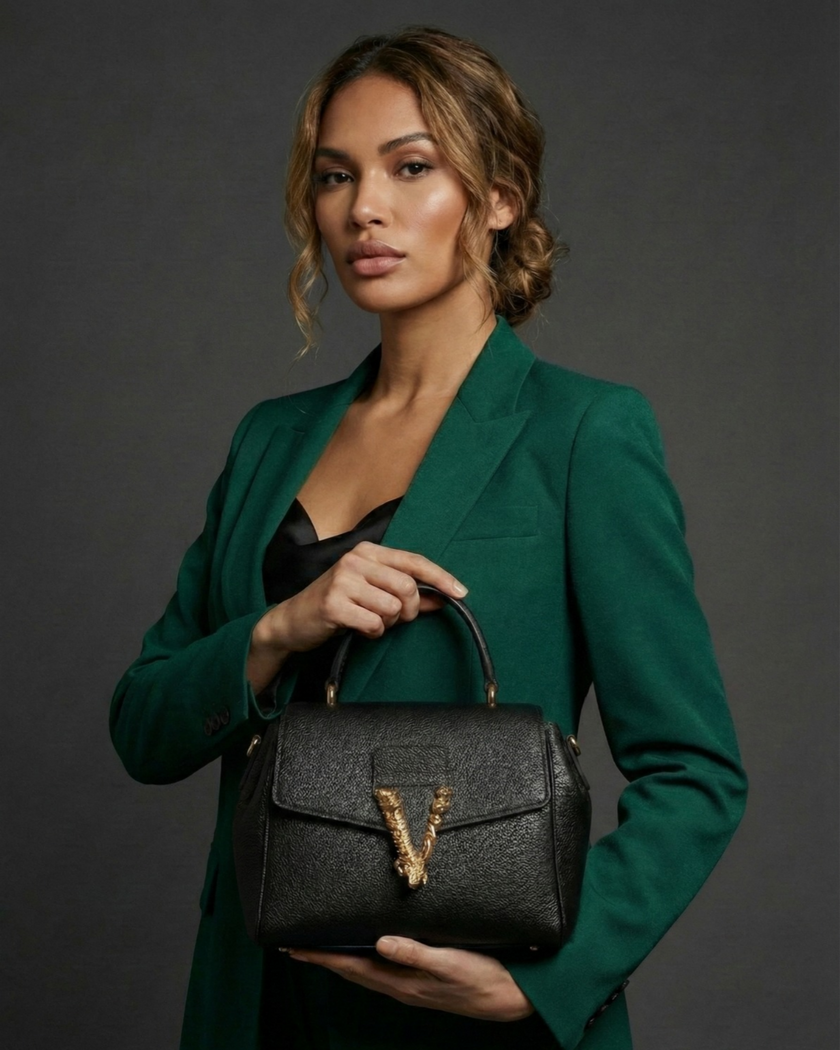 VERSACE Leather Crossbody Bag - Black image 0