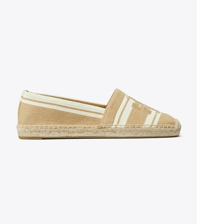 TORY BURCH Double T Jacquard Espadrille - Cammello  Ash White image 0