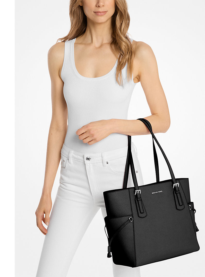 MICHAEL KORS  Voyager Large Saffiano Leather Tote Bag - Black image 1