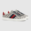 GUCCI Ace Sneakers With Web Stripe For Men - Beige Blue image 3
