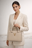 VERSACE Small Top Handle Grainy Shoulder Bag White image 0