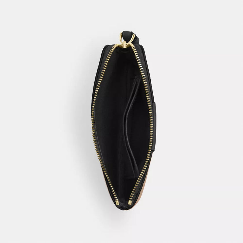 COACH Corner Zip Wristlet In Signature Canvas With Stripe - Gold/Tan/Black image 2