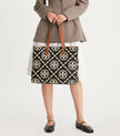 TORY BURCH T Monogram Contrast Embossed Tote - Black /White image 0