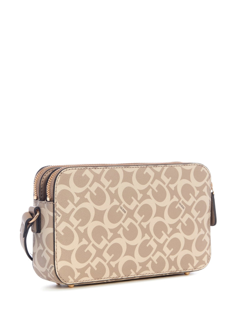 Guess Kyrie Logo Top-Zip Crossbody - Beige image 1