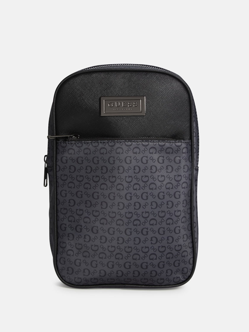Guess Faux-Leather Logo Sling Bag - Black image 0
