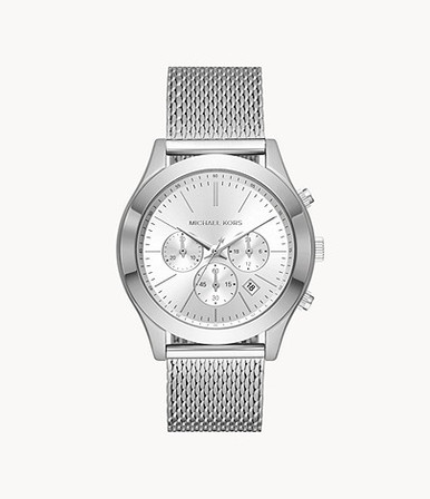 MICHAEL KORS Slim Runway Chronograph Stainless Steel Mesh Watch image 3