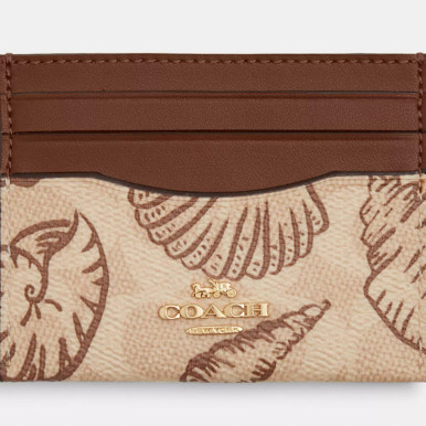 COACH Slim Id Card Case In Signature Canvas With Shell Print image 1
