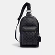 COACH West Pack In Signature Canvas - Gunmetal/Charcoal Black image 2