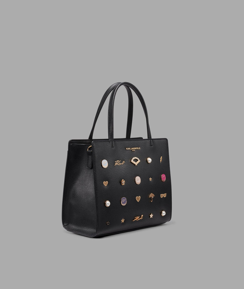KARL LAGERFELD Maybelle Satchel With Pins - Black image 1