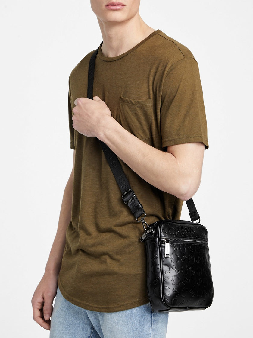 Guess Gio Logo Top-Zip Crossbody - Black image 1