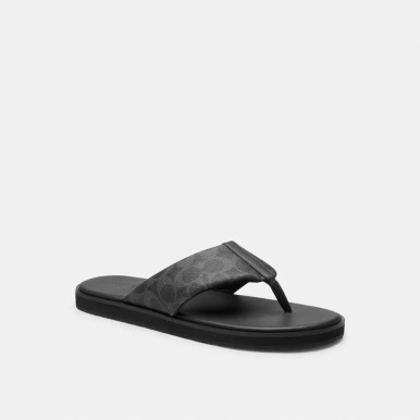 COACH Flip Flop In Signature Canvas - Charcoal Multi image 3