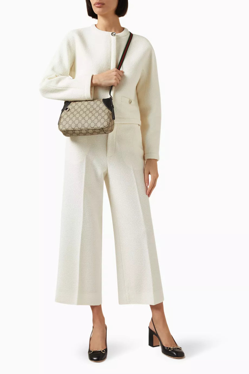 GUCCI GG Emblem Small Shoulder Bag - Black Beige image 2