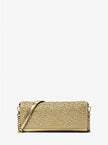 MICHAEL KORS Jet Set Medium Metallic Leather Clutch - Pale Gold image 1