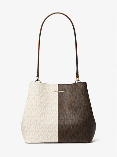 MICHAEL KORS Pratt Medium Two-Tone Signature Logo Shoulder Bag image 0