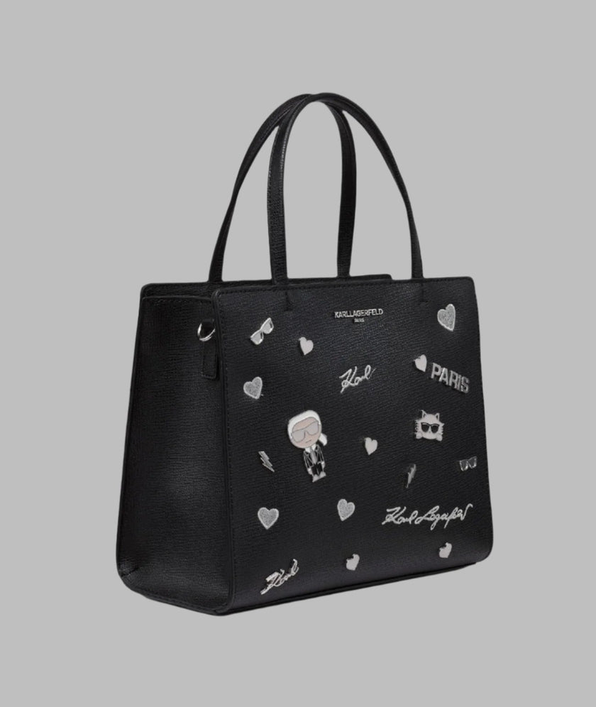 KARL LAGERFELD Maybelle Satchel With Pins - Black image 3