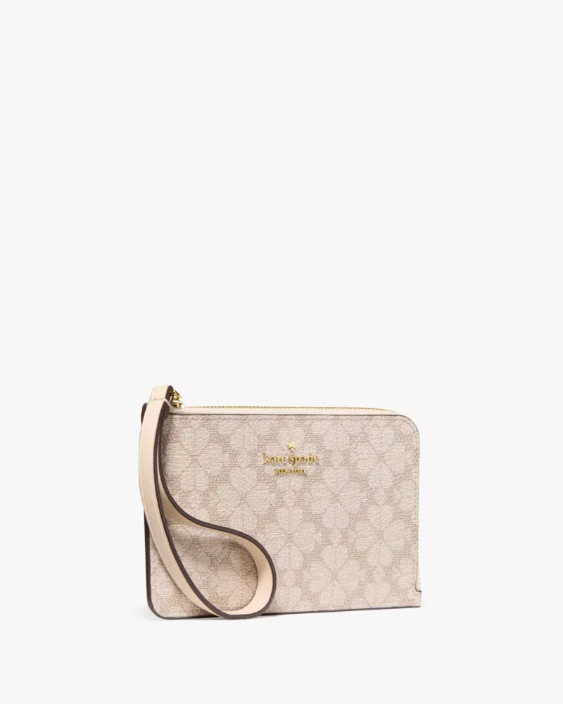 KATE SPADE Lucy Spade Flower Small Card Holder Wristlet - Dark Beige Multi image 1
