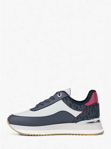 Michael Kors Hattie Mixed-Media Trainer - Navy image 1