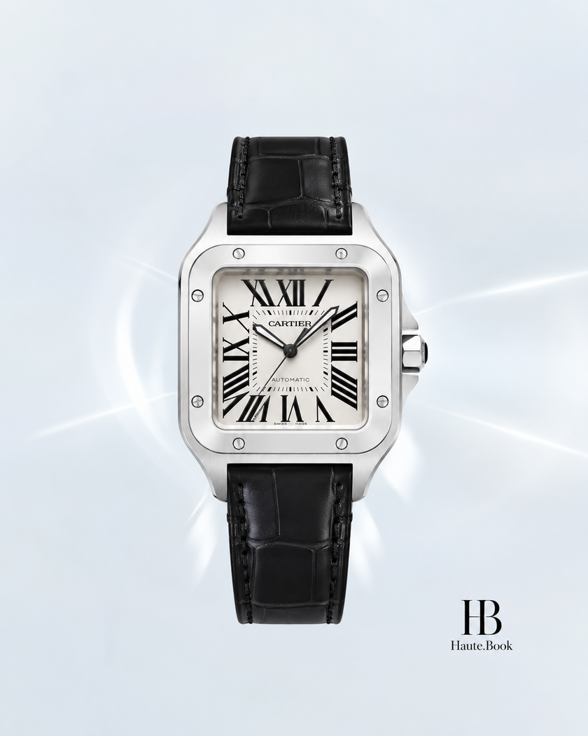 [Store Display] Cartier Santos 100 White Stainless Steel Leather Strap 41.3 mm
