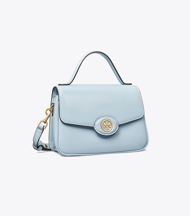 TORY BURCH Small Robinson Spazzolato Top-handle Bag -  Pale Blue image 1
